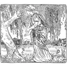 Coloriage Frigga demandant à un arbre