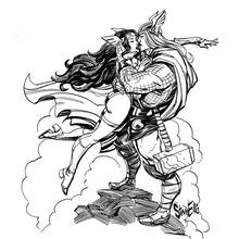 Coloriage Sif et Thor s'enlaçant tendrement