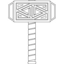 Coloriage Marteau de Mjolnir au motif géométrique