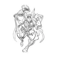 Coloriage Thor bondissant, sangles et boucle de ceinture