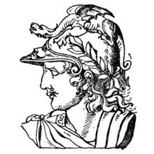 Coloriage Mars de profil avec un casque orné