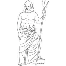 Coloriage Neptune tenant son trident