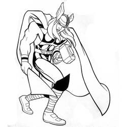 Coloriage Thor chargeant avec son marteau