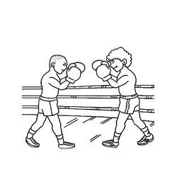 Coloriage Deux boxeurs face à face sur le ring