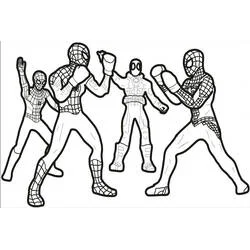 Coloriage Spiderman boxeurs prêts à combattre