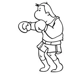 Coloriage Boxeur en position de combat avec gants