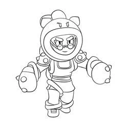 Coloriage Rosa en tenue d'ourson avec gants de boxe