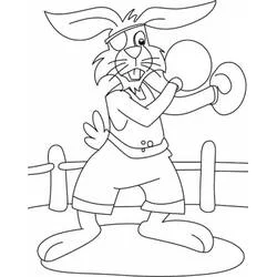 Coloriage Lapin boxeur debout sur le ring