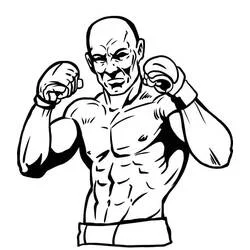 Coloriage Boxeur en position de combat