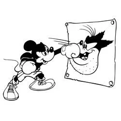Coloriage Mickey Mouse en boxe face au punching-ball