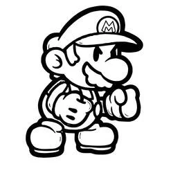 Coloriage Mario en position de boxe