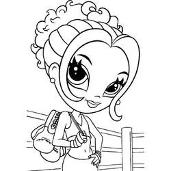 Coloriage Fille aux grands yeux tenant des gants de boxe