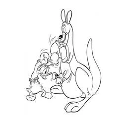 Coloriage Kangourou boxant avec Donald