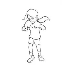 Coloriage Boxeuse en position de combat