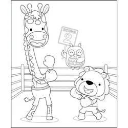 Coloriage Animaux de boxe sur le ring