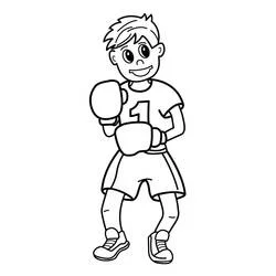 Coloriage Garçon boxeur en position de garde