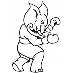 Coloriage Éléphant boxeur en position de combat