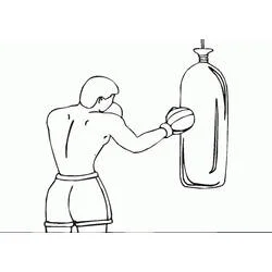 Coloriage Boxeur frappant un sac de frappe