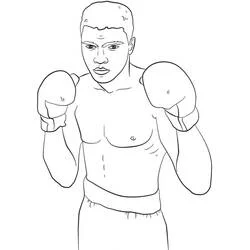 Coloriage Muhammad Ali en position de boxe