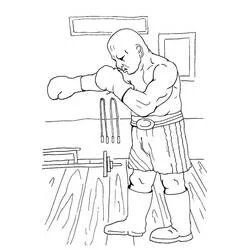 Coloriage Boxeur en plein entraînement