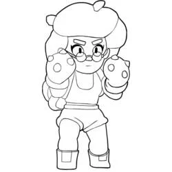 Coloriage Rosa de Brawl Stars en position de boxe