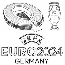 Coloriage Championnat UEFA Euro stade et trophée