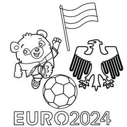 Coloriage Mascotte du Championnat UEFA Euro avec ballon et aigle