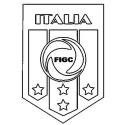 Coloriage Écusson FIGC avec ruban tourbillonnant