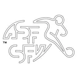 Coloriage Logo de la fédération suisse de football avec joueur en action