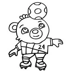 Coloriage Mascotte de l'Euro 2024 avec un ballon sur la tête