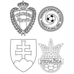 Coloriage Championnat UEFA Euro écussons de football du groupe E