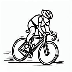 Coloriage Cycliste lancé à vive allure, traits de vitesse