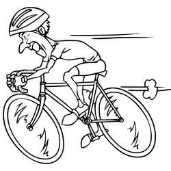 Coloriage Cycliste en mouvement sur un vélo de course