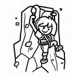 Coloriage Petite fille en pleine escalade