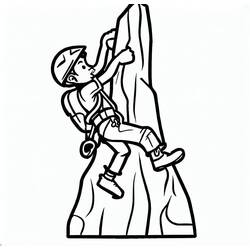 Coloriage Jeune grimpeur en casque et baudrier