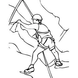 Coloriage Grimpeur en pleine escalade de montagne