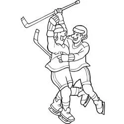 Coloriage Hockey joueurs célébrant un but
