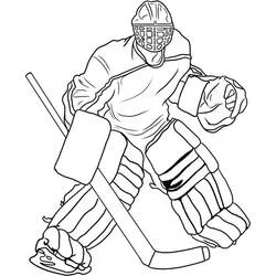Coloriage Hockey gardien prêt à arrêter le palet