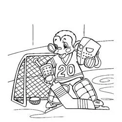 Coloriage Singe joue au hockey en tant que gardien