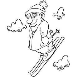 Coloriage Homme de ski en pleine descente
