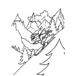 Coloriage Skieur dévalant une pente de montagne