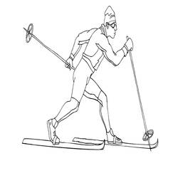 Coloriage Skieur de fond en pleine action
