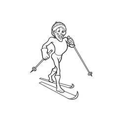 Coloriage Skieur glissant avec ses bâtons