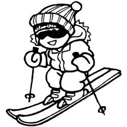 Coloriage Petite fille faisant du ski