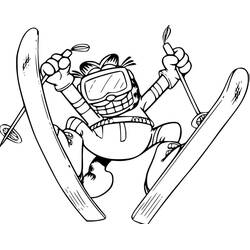 Coloriage Garfield sautant à ski