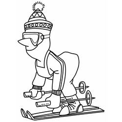 Coloriage Skieur très drôle avec lunettes et bonnet à pompon