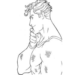 Coloriage Aquaman en pose de profil pensive