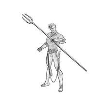 Coloriage Aquaman debout avec son trident
