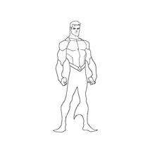 Coloriage Aquaman debout dans sa tenue de héros