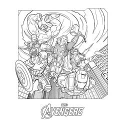 Coloriage Équipe des Avengers en action